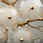 Потолочная люстра круглая ветвистыми бронзовыми элементами и стеклянными рифлеными дисками Textured Glass Chandelier варинант исполнения - 5 | Loft Concept в Перми