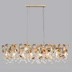 Люстра линейная с подвесками в форме монеток и золотистыми круглыми элементами из металла в виде лепестков FAIRYTREE Light варинант исполнения - 4 | Loft Concept в Перми