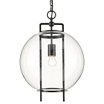 Подвесной светильник в форме шара из прозрачного стекла на линейном черном каркасе  Glass Ball with Seeds варинант исполнения - 2 | Loft Concept в Перми