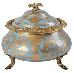 Шкатулка голубого цвета с золотым растительным узором Eden Garden варинант исполнения - 1 | Loft Concept в Перми