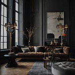 Настольная лампа на металлическом основании бронзового цвета с 4-мя черными конусовидными абажурами Dignity варинант исполнения - 5 | Loft Concept в Перми