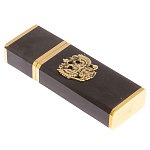 Флешка на 16 гб с декоративной металлической вставкой Герба РФ из натурального камня Обсидиан Черный Stone Flash Drive варинант исполнения - 1 | Loft Concept в Перми