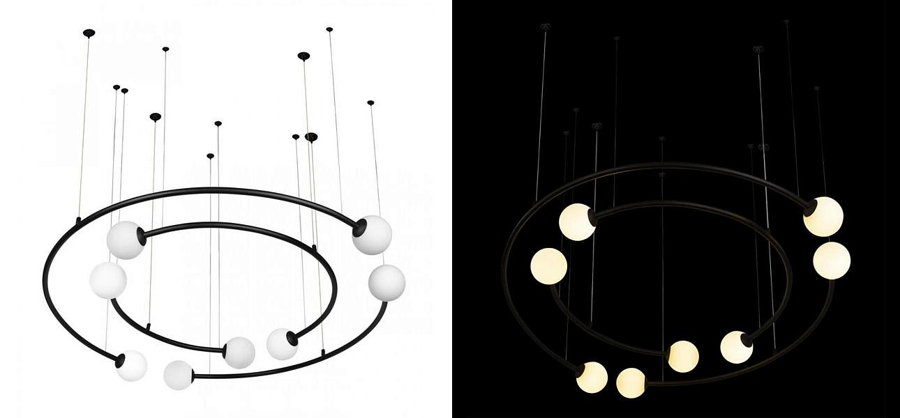 Дизайнерская Модульная Люстра PLANETARY two rings Black 100 см Дизайнерская Модульная Люстра PLANETARY two rings Black 100 см - Loft-Concept в Перми