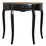 Консоль черная полукруглая из массива березы с ящиком и состаренным эффектом Vintage варинант исполнения - 1 | Loft Concept в Перми