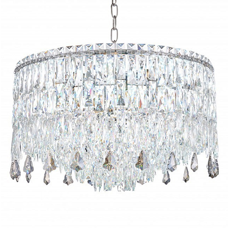 Люстра круглая с хрустальными подвесками на серебряном каркасе Roul Crystal Light Хром Прозрачный Люстра круглая с хрустальными подвесками на серебряном каркасе Roul Crystal Light Хром Прозрачный в Перми | Loft Concept