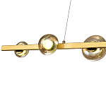 Люстра светодиодная линейная с 6-ю круглыми плафонами коньячного цвета Iona Chandelier Brass  варинант исполнения - 2 | Loft Concept в Перми