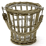 Кашпо стеклянное в плетёной корзине Timber варинант исполнения - 1 | Loft Concept в Перми