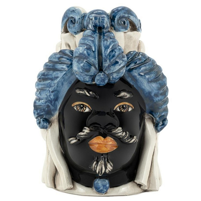 Ваза Vase Moro Man Small Blue Черный Синий Бежевый Ваза Vase Moro Man Small Blue Черный Синий Бежевый в Перми | Loft Concept