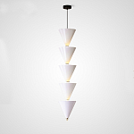 Подвесной светильник светодиодный в виде ряда белых металлических конусов  Herringbone варинант исполнения - 3 | Loft Concept в Перми