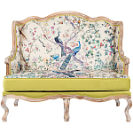 Диван из натурального бука бежевый с изображением птиц и цветов Beige Green Chinoiserie Garden Sofa варинант исполнения - 7 | Loft Concept в Перми