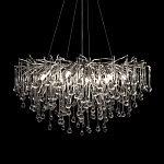 Люстра подвесная с прозрачными стеклянными подвесками в форме капель Диаметр 80 см Droplet Chandelier варинант исполнения - 6 | Loft Concept в Перми