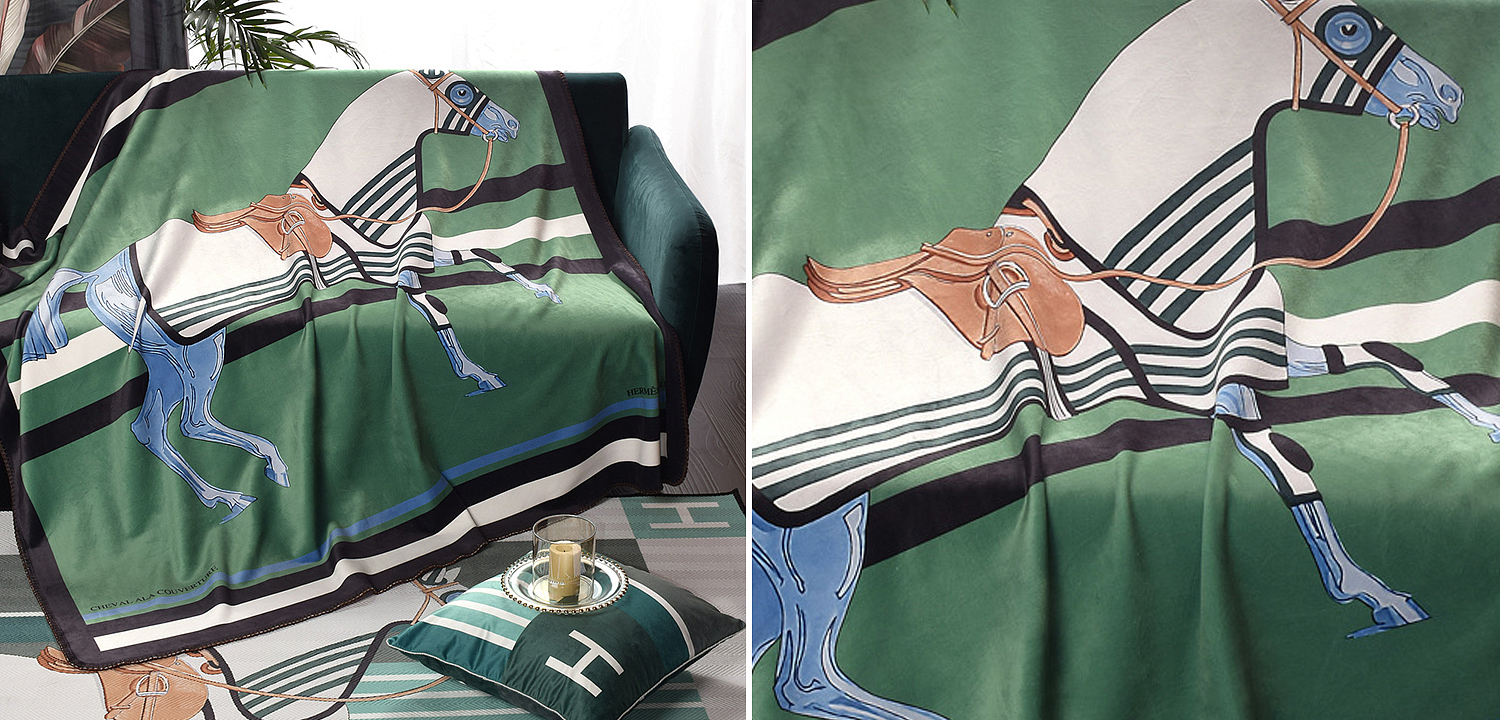 Плед Hermes Horse Green Plaid Плед Hermes Horse Green Plaid - Loft-Concept в Перми