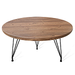 Стол журнальный c коричневой круглой столешницей на трех металлических ножках Charm Coffee Table варинант исполнения - 1 | Loft Concept в Перми