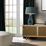 Настольная лампа с коническим дымчато-зелёным абажуром из искусственного шёлка Quintiesse варинант исполнения - 3 | Loft Concept в Перми