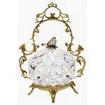 Конфетница с бронзовой ручкой и фарфоровой птичкой на крышке Eden Garden варинант исполнения - 1 | Loft Concept в Перми