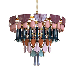 Люстра круглая с декором из разноцветных элементов в виде листьев Changing Seasons варинант исполнения - 10 | Loft Concept в Перми