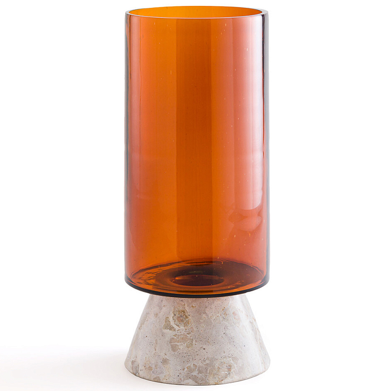 Высокая чаша из янтарного стекла Amber Marble Vase Янтарный Бежевый в Перми | Loft Concept 