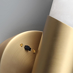 Бра с вытянутым цилиндрическим плафоном из белого алебастра на круглом основании Латунь Cryptocrystalline Stone варинант исполнения - 3 | Loft Concept в Перми