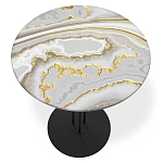 Стол журнальный с круглой столешницей из стекла Gray and Gold Marble варинант исполнения - 2 | Loft Concept в Перми