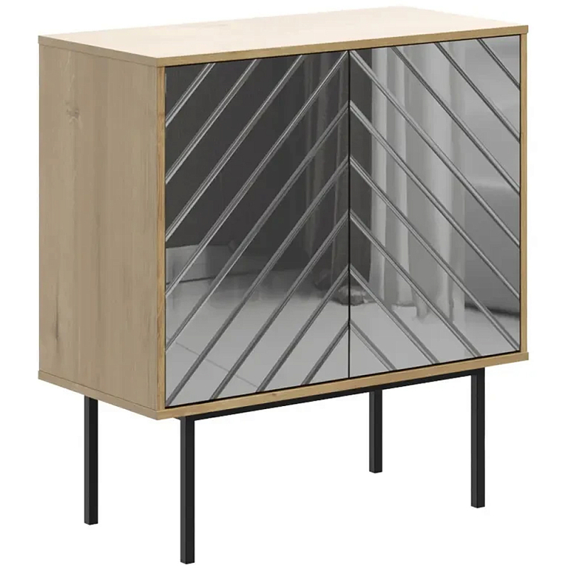 Шкаф-буфет с зеркальным декором Serena Cupboard Зеркало Бежевый Черный Шкаф-буфет с зеркальным декором Serena Cupboard Зеркало Бежевый Черный в Перми | Loft Concept