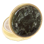 Таблетница карманная круглая с 3-мя отделениями и накладкой из натурального камня Серафинит Gold Stone Pillboxes варинант исполнения - 2 | Loft Concept в Перми