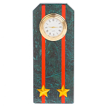 Часы погон ВС подарочные настольные из натурального камня Змеевик Military Clock варинант исполнения - 13 | Loft Concept в Перми