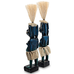Комплект из 2-х деревянных статуэток Asmat Straw Headdress Statuettes Dark Blue варинант исполнения - 2 | Loft Concept в Перми