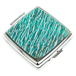 Таблетница карманная квадратная с 2-мя отделениями с зеркалом и накладкой из натурального камня Амазонит Silver Stone Pillboxes варинант исполнения - 1 | Loft Concept в Перми