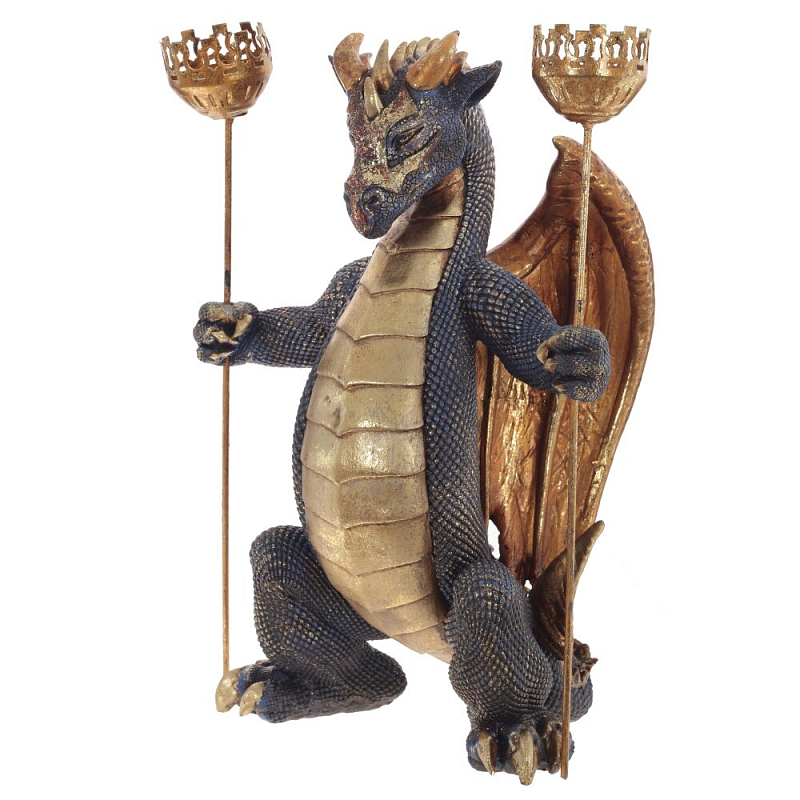 Подсвечник Дракон Dragon with Two Candlesticks Мульти Золотой Синий Коричневый Подсвечник Дракон Dragon with Two Candlesticks Мульти Золотой Синий Коричневый в Перми | Loft Concept