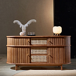 Дизайнерский комод овальный с фактурным фасадом и вставками из плетеных элементов Ambar варинант исполнения - 1 | Loft Concept в Перми