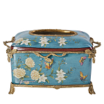 Салфетница прямоугольная голубого цвета с цветами и бабочками Blue Garden варинант исполнения - 1 | Loft Concept в Перми