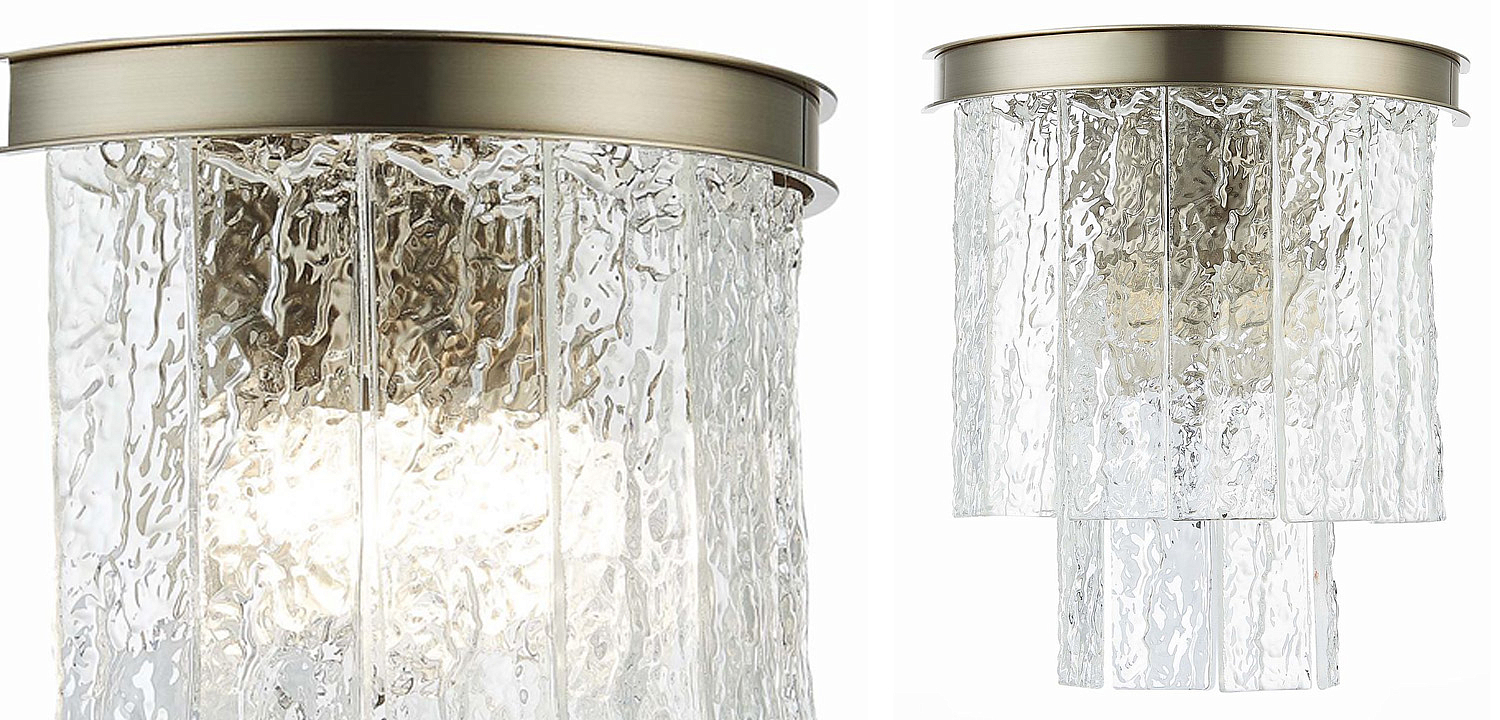 Бра Renea Textured Glass Wall Lamp Nickel Бра Renea Textured Glass Wall Lamp Nickel - Loft-Concept в Перми