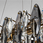 Люстра подвесная с овальными подвесками из стекла дымчатого цвета Harlow Crystal Round варинант исполнения - 3 | Loft Concept в Перми