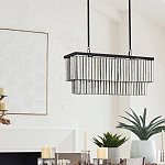 Люстра линейная прямоугольная с подвесками из натурального перламутра Nacre варинант исполнения - 5 | Loft Concept в Перми