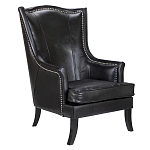Кресло из натуральной кожи на 4-х деревянных ножках из массива бука Daniel Leather Armchair black варинант исполнения - 1 | Loft Concept в Перми