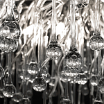 Люстра подвесная с прозрачными стеклянными подвесками в форме капель Диаметр 60 см Droplet Chandelier варинант исполнения - 17 | Loft Concept в Перми