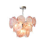 Люстра с каскадом из круглых розовых стеклянных дисков Pink Light Waterfall варинант исполнения - 2 | Loft Concept в Перми