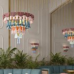 Люстра круглая с декором из разноцветных элементов в виде листьев Changing Seasons варинант исполнения - 12 | Loft Concept в Перми