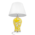Настольная лампа желтая с изображением белых птиц Flight Among Acacia варинант исполнения - 3 | Loft Concept в Перми