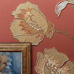 Обои с вышивкой ручной работы Deco Flowers Original colourway on wool sateen варинант исполнения - 2 | Loft Concept в Перми
