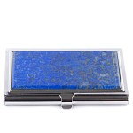 Визитница карманная металлическая с накладкой из натурального камня Лазурит Stone Business Card Holders  варинант исполнения - 1 | Loft Concept в Перми