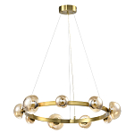 Люстра подвесная светодиодная с 9-ю круглыми плафонами коньячного цвета Iona Chandelier Brass  варинант исполнения - 1 | Loft Concept в Перми