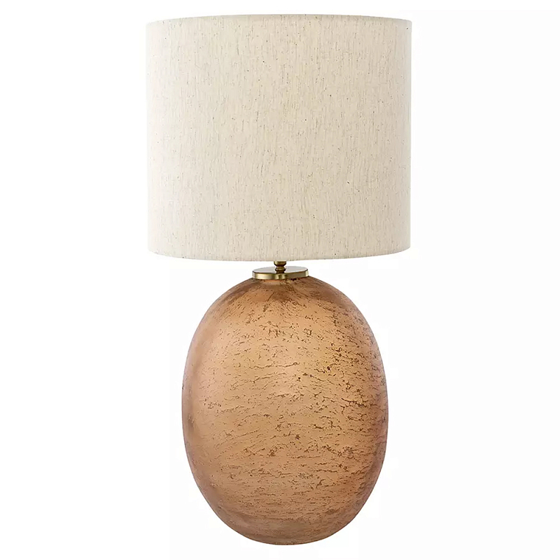 Настольная лампа с тканевым бежевым абажуром на овальном основании Beige Lampshade on Oval Base Бежевый в Перми | Loft Concept 