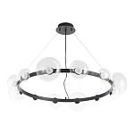 Люстра подвесная круглая с 12-ю прозрачными куполообразными плафонами и черным металлическим основанием Flos Wireline Lighting варинант исполнения - 2 | Loft Concept в Перми