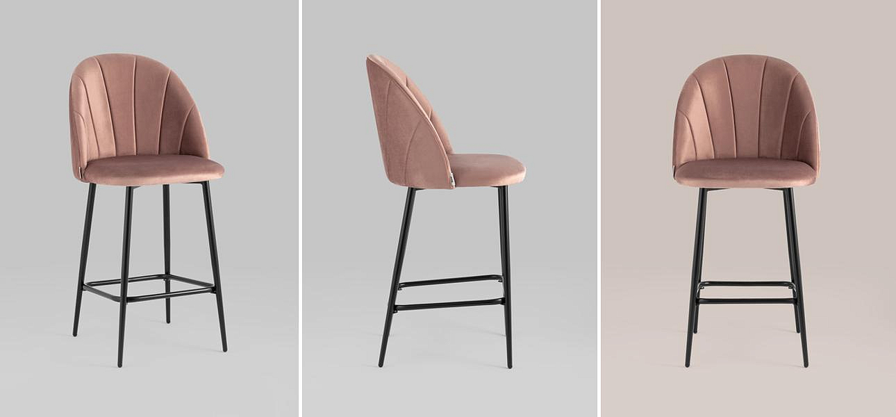 Барный Стул Balsari S Chair Пыльно-Розовый Велюр Барный Стул Balsari S Chair Пыльно-Розовый Велюр - Loft-Concept в Перми