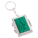 Зеркало брелок складное двухстороннее из натурального камня Малахит Stone Mirrors варинант исполнения - 1 | Loft Concept в Перми