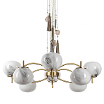 Люстра подвесная с 8-ю шарообразными плафонами из белого стекла с подвесками из камня и кисточками Agatelle варинант исполнения - 1 | Loft Concept в Перми