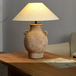 Настольная лампа керамическая с ручками и тканевым абажуром Eastern Tale варинант исполнения - 1 | Loft Concept в Перми