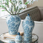 Ваза с крышкой и голубым цветочным рисунком на белом фоне Blue & White Ornament варинант исполнения - 5 | Loft Concept в Перми