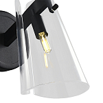 Бра конусообразной формы из прозрачного акрила и черной стали Glass Cylinder Black варинант исполнения - 4 | Loft Concept в Перми